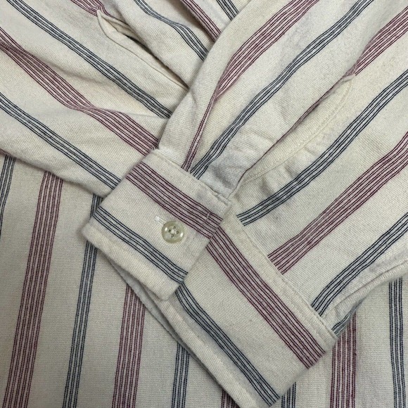 Vintage Tommy Hilfiger Shirt Adult XL Beige Red Button Up Vertical Stripes Mens - Picture 2 of 8